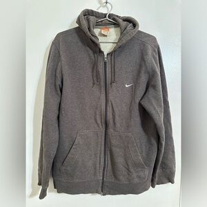 GUC NIKE Charcoal Gray Zippered Hoodie With Drawstring And Pockets
